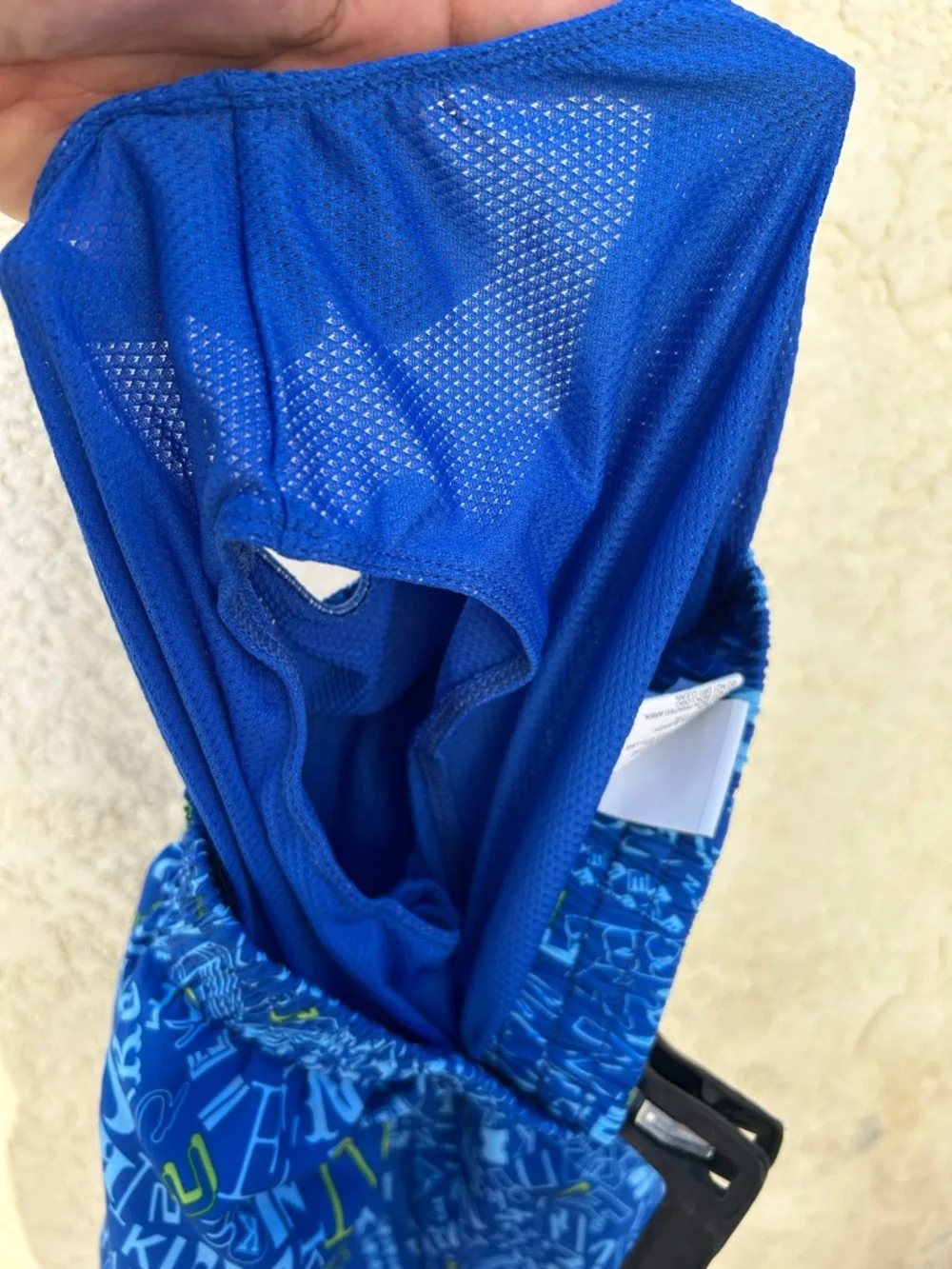 Nike Boys Blue Graphic Swim Shorts with Green Accents